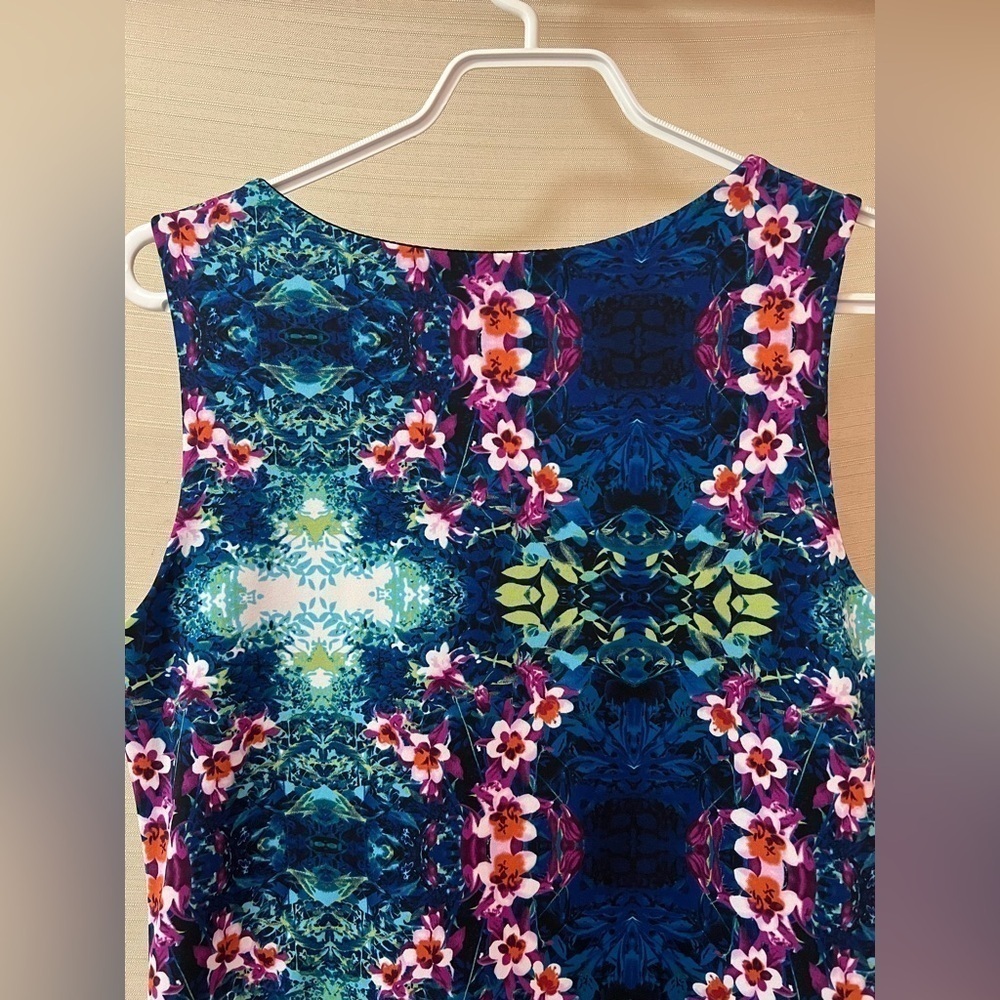 Cynthia Rowley BOGO trippy unique floral design midi dress summer size 10 ⚫️ - Picture 8 of 9